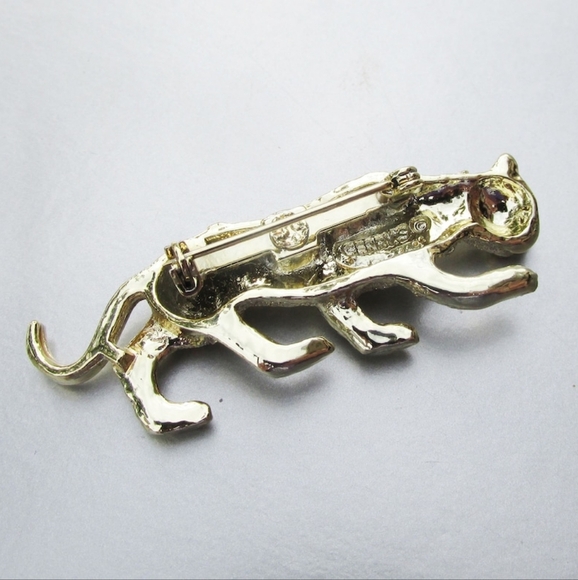 signed GERRYs leopard kitty gold tone vintage cat brooch - Picture 2 of 5